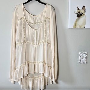 Free People Cream Peasant Blouse